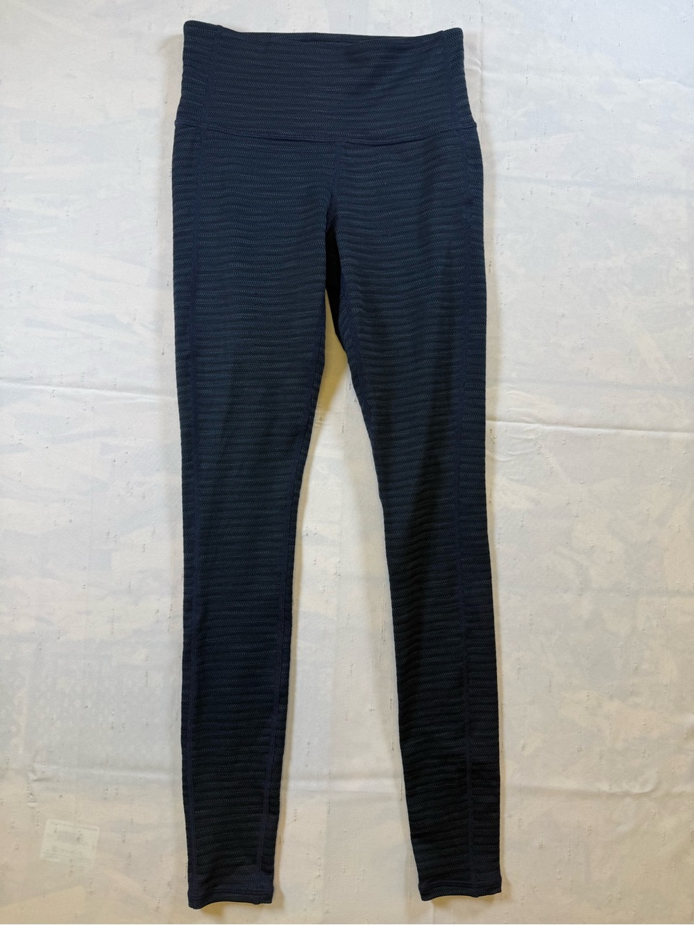 Athleta Blue Striped Ribbed Leggings NWOT